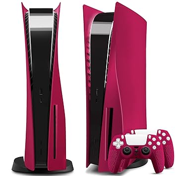 SIKEMAY PS5 Console Faceplate, Hard Shockproof Playstation 5 Face Plate Shell Skin Case, ABS Anti-Scratch Dustproof PS5 Gaming Console Cover Replacement Accessories for PS5 Disc Edition - Cosmic Red