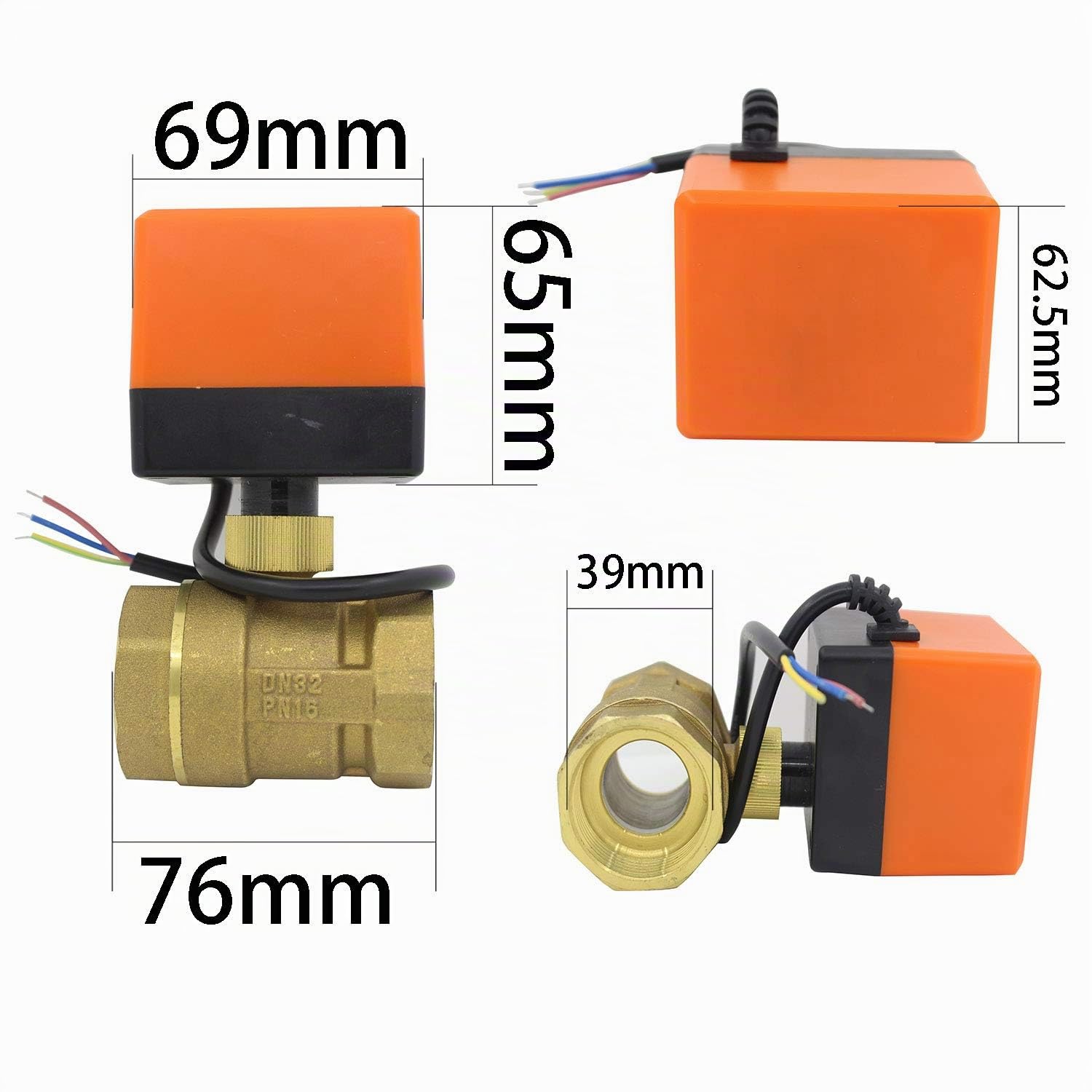 Valvula bola esfera motorizada DN15 DN20 DN25 DN32 DN40 DN50 AC220V AC24V DC12V 2 vias laton calefaccion suelo climatizacion
