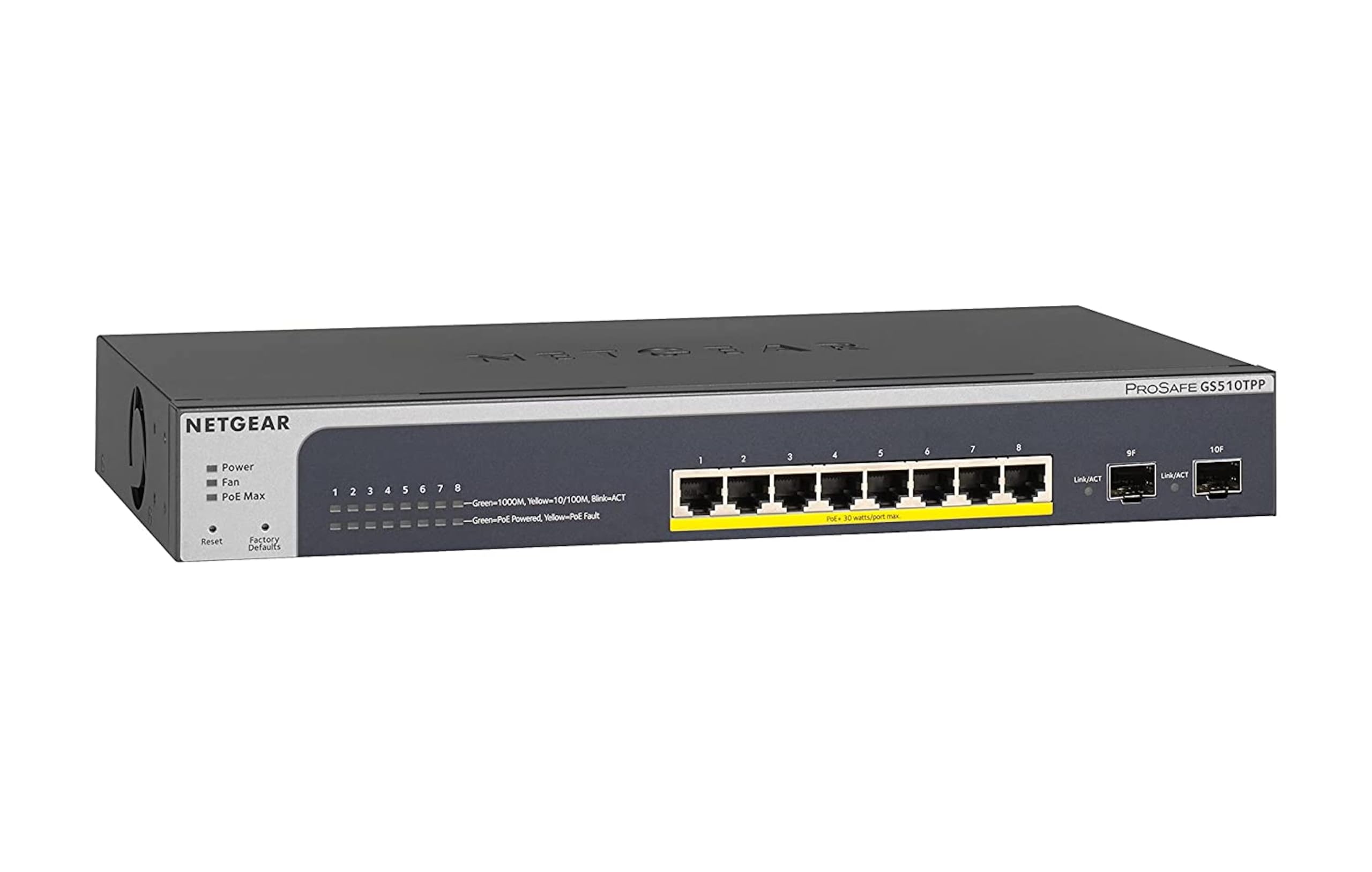 netgear gs510tpp gigabit ethernet smart managed pro switch (black)