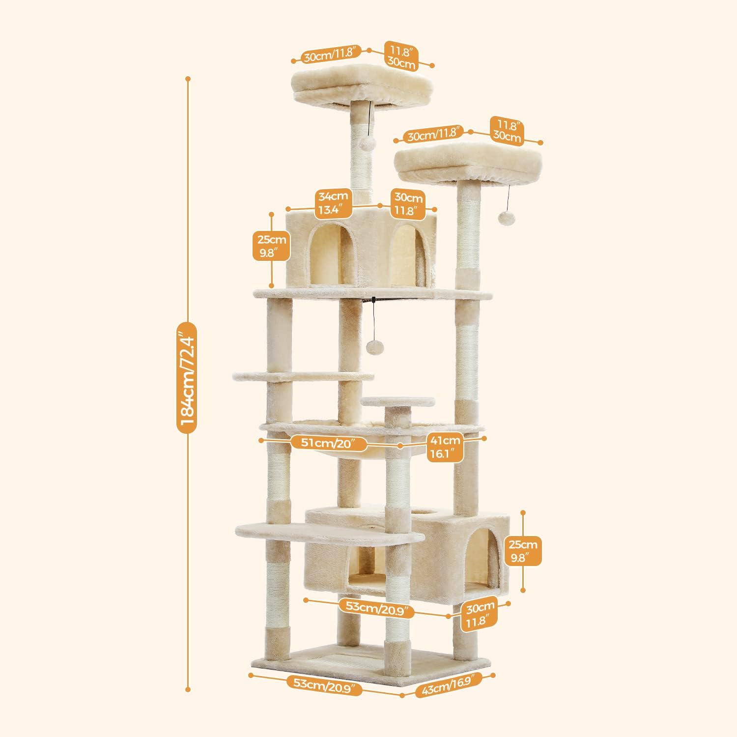 Close-up of the anti-toppling device for the cat tree, showing how it secures the tree to a wall.
