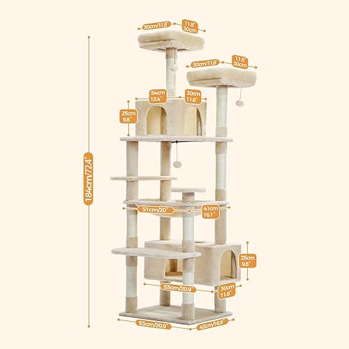 Miniatura 7 de PAWZ Road Árbol grande para gatos, torre para gatos de 72 pulgadas para gatos grandes, condominio para gatos con postes rascadores y almohadillas