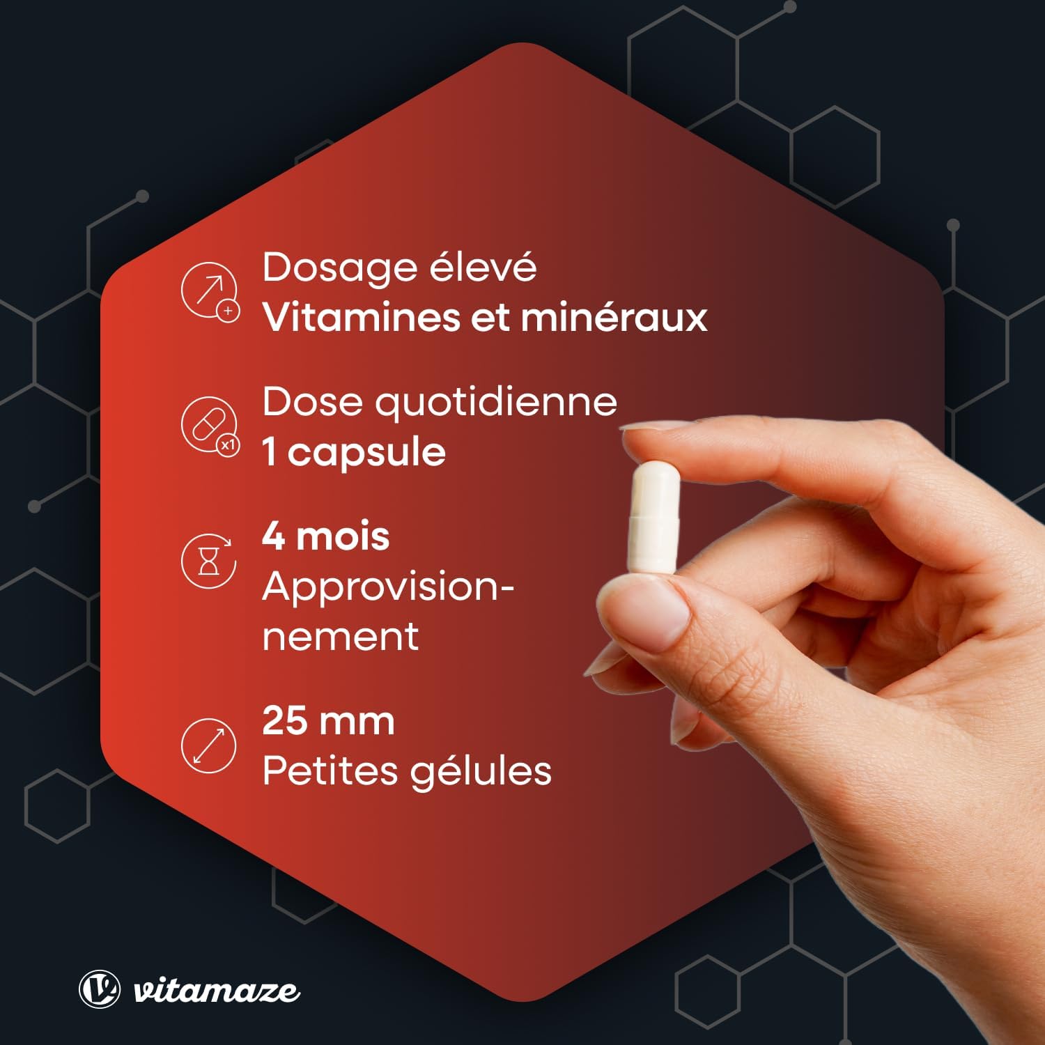 Vue produit : gélules végétales hautement dosées et emballage