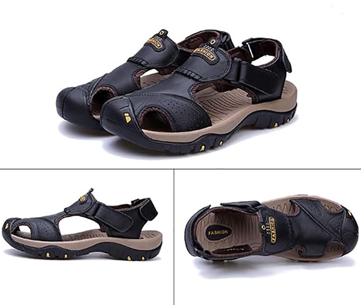 Sandali Estivi da Uomo in Pelle, Punta Chiusa, Scarpe Sportive All'aperto
