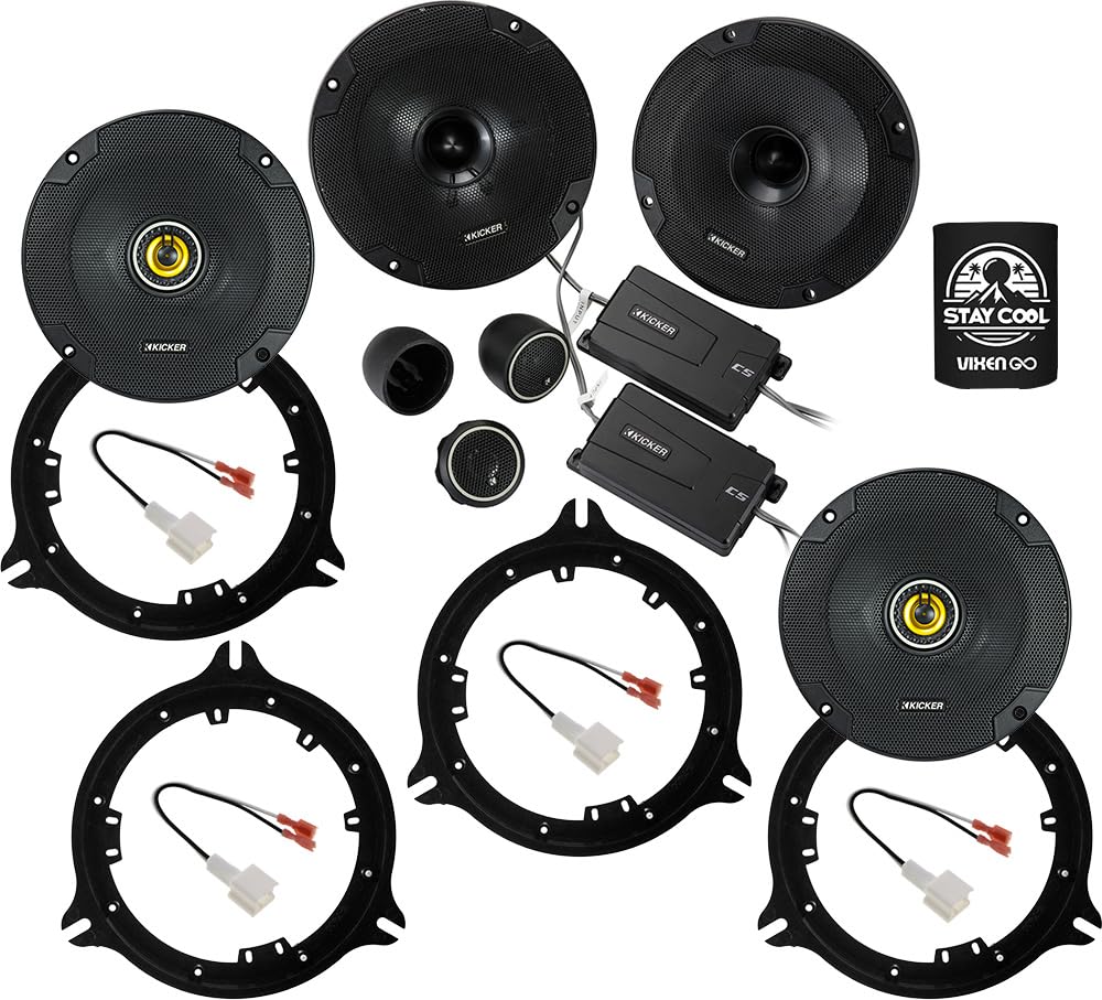KICKER Speakers 6.5 inch for Nissan Murano 2015-2024 Upgrade Kit - 2 Pairs of CS Series with Adapters and Harness, Car Audio Front & Rear Door Speaker CSS654, 46CSS654 & CSC654, 46CSC654
