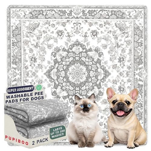 Image of PUPIBOO Washable Pee Pads for Dogs and Cats - Super Absorbent Reusable Puppy Training Pads - 100% Waterproof, Leak-Proof & Non-Slip Whelping Pads for Pet Housebreaking