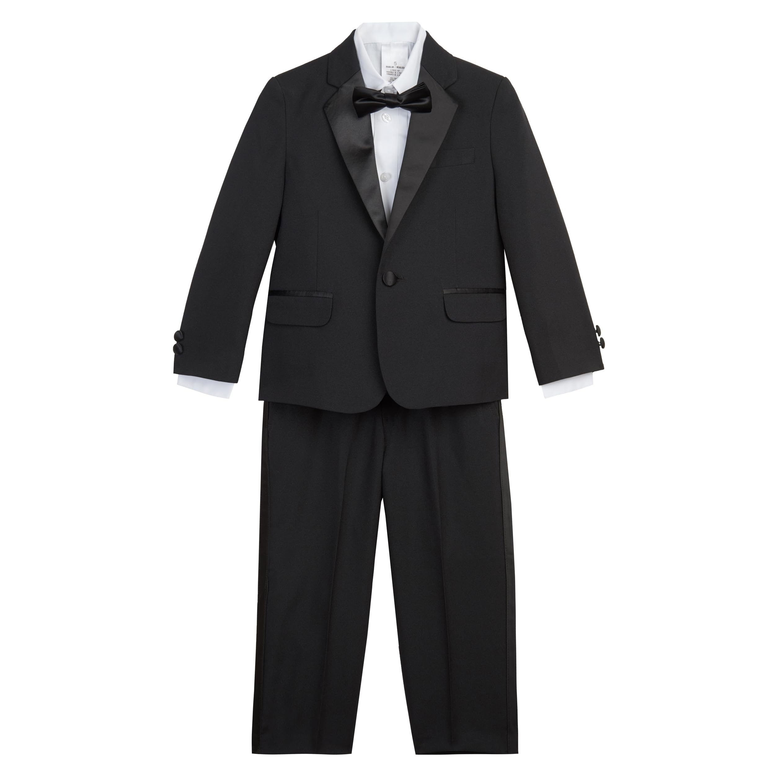 Nautica Boys' 4-Piece Tuxedo Suit Set with Jacket, Pants, Dress Shirt & Bow Tie for Weddings & Special Occasions