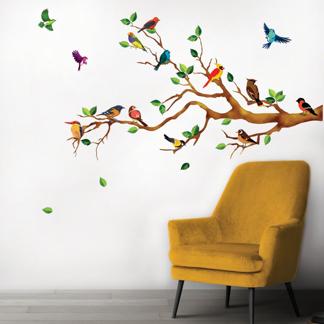 Buy Colorful Birds on Tree Branch Garden Tree Flying Birds Love