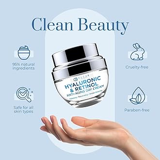 Clear Beauty Hyaluronic Acid & Retinol Daily Face Moisturizer - Dermatologist Tested, Reduces Wrinkles, Fine Lines & Hyperpigmentation, Clean Beauty, Cruelty-Free Korean Skin Care, All Skin Types