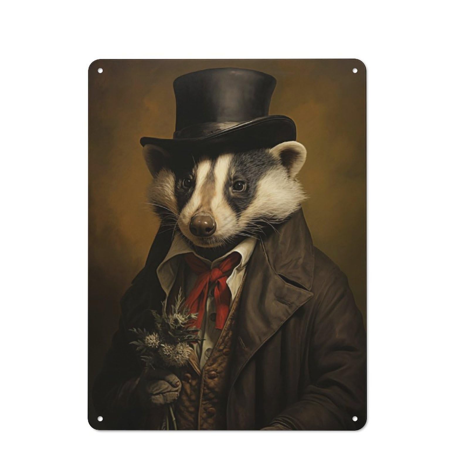 Junmoney Sophisticated Badger Metal Wall Sign 40X30cm Featuring For Living Room Wall, For Metal Sign Collectors, For Garage And Workshop Walls