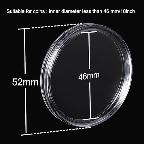 Miniatura 10 de 20 cápsulas de monedas de 1.811 in con 7 tamaños (16202527303846) juntas de espuma para colección de monedas, moneda de plata americana Eagle