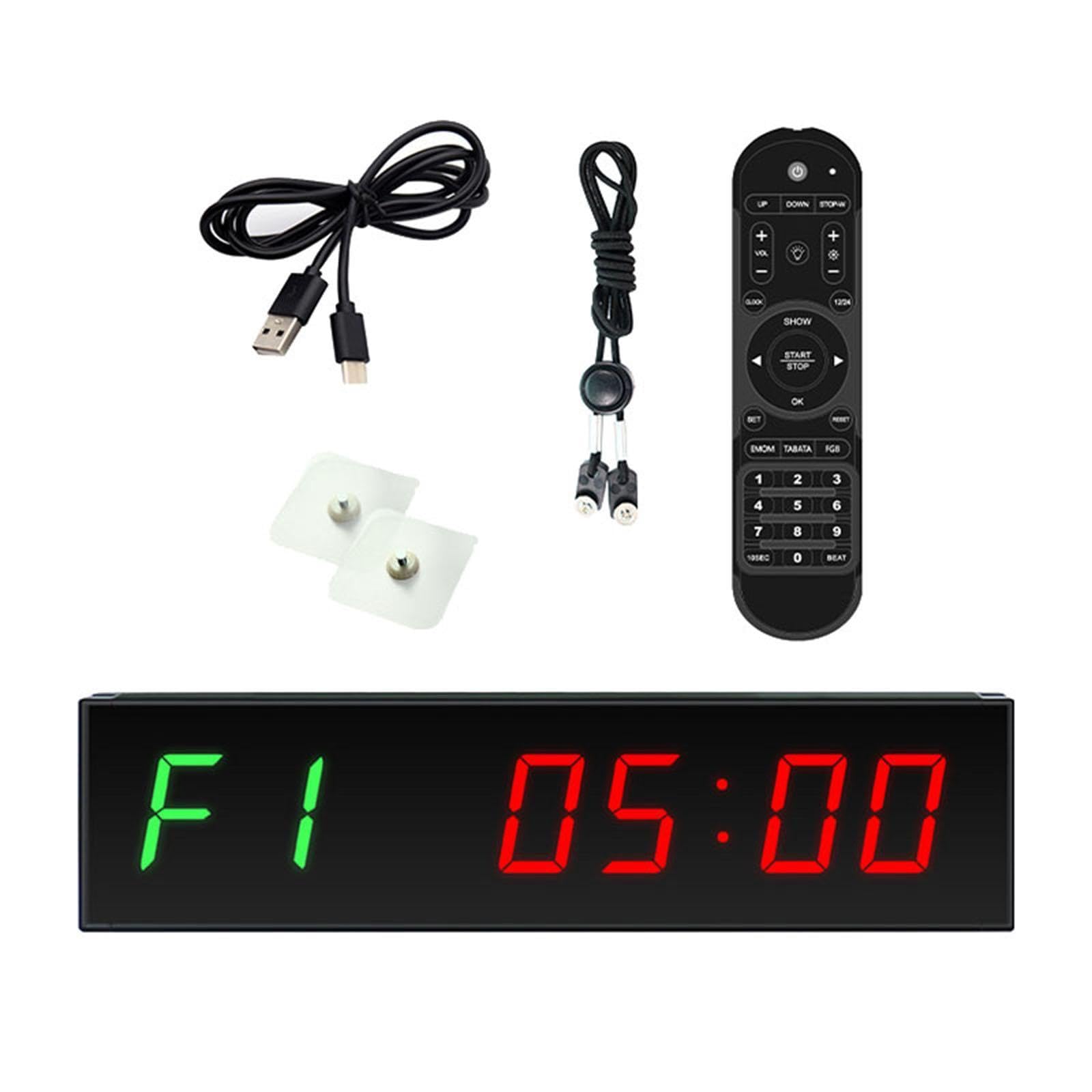 MERISHOPP Interval Timer Clock Countdown Led Gym Timer Clock for Outdoor Training Home Green|Sporting Goods|Fitness, Running & Yoga|Fitness Technology|Stopwatches-image-26