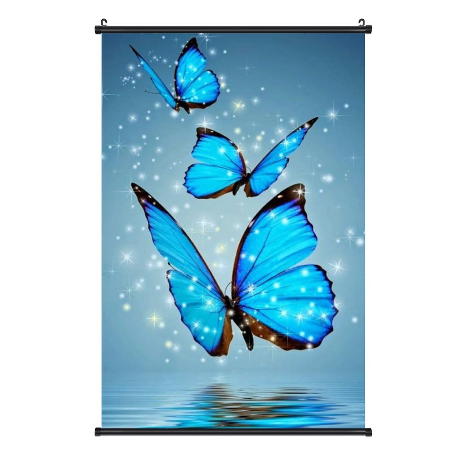 Amazon.co.jp: 水の上の 3 つの青い蝶 ポスター 壁掛け 掛け画 美しい