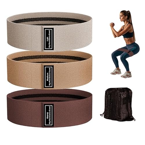 S.ROMZA Stoff Loop Resistance Widerstandsbänder Fitnessband Stricken Booty Band Set Sports Fitnessbänder aus Stoff beintraining zuhause Übung Bands für Männer und Frauen (Beige/Khaki/Braun)