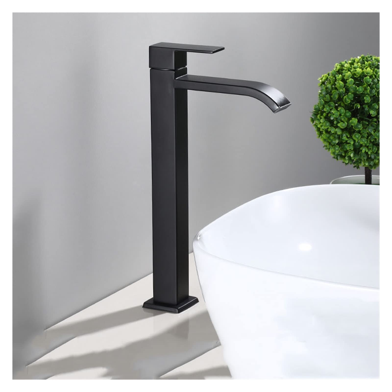 Grifo de lavabo negro mate individual agua fría para baño moderno