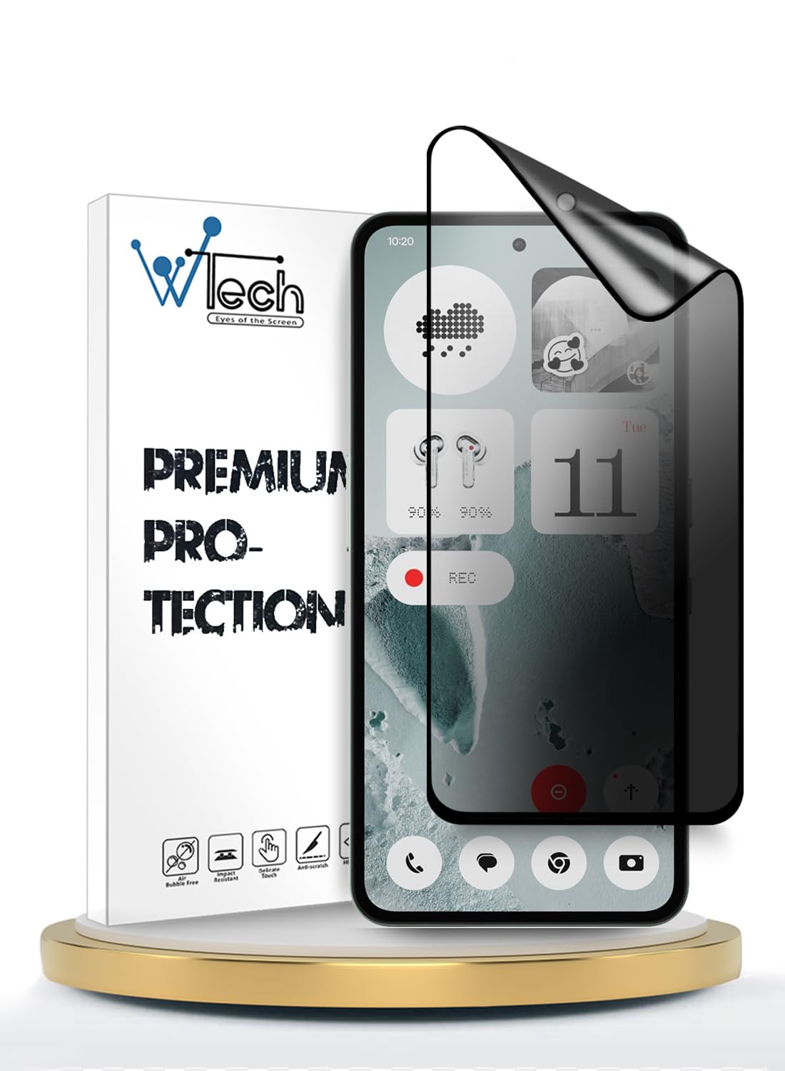 Screen Protector For Nothing CMF Phone 2 Pro 5G 2025 (WTech Premium Nano Ceramic Privacy Full Glue Full Cover Matte Flexible (MSCNMP) - Clear/Black)