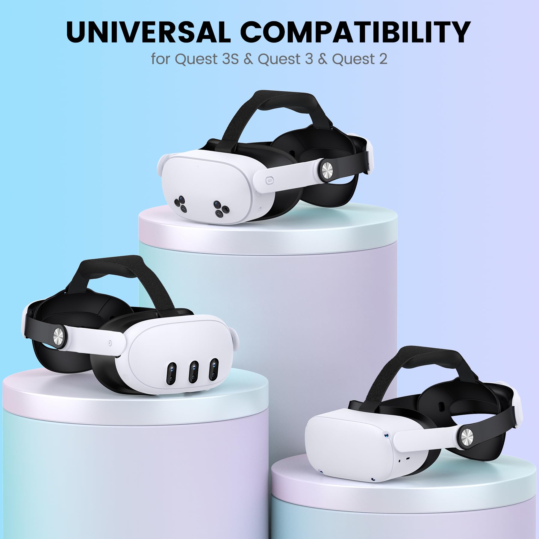 Headstrap für Meta Quest 3S/Quest 3/Quest 2, verstellbares Ersatz-Kopfband für Elite-Kopfband, VR-Headset-Gurt für verbesserten Halt und Komfort für VR-Konsolen, Meta Quest 3s zubehör