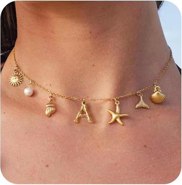 Gold Initial Charm Necklaces f&hellip;