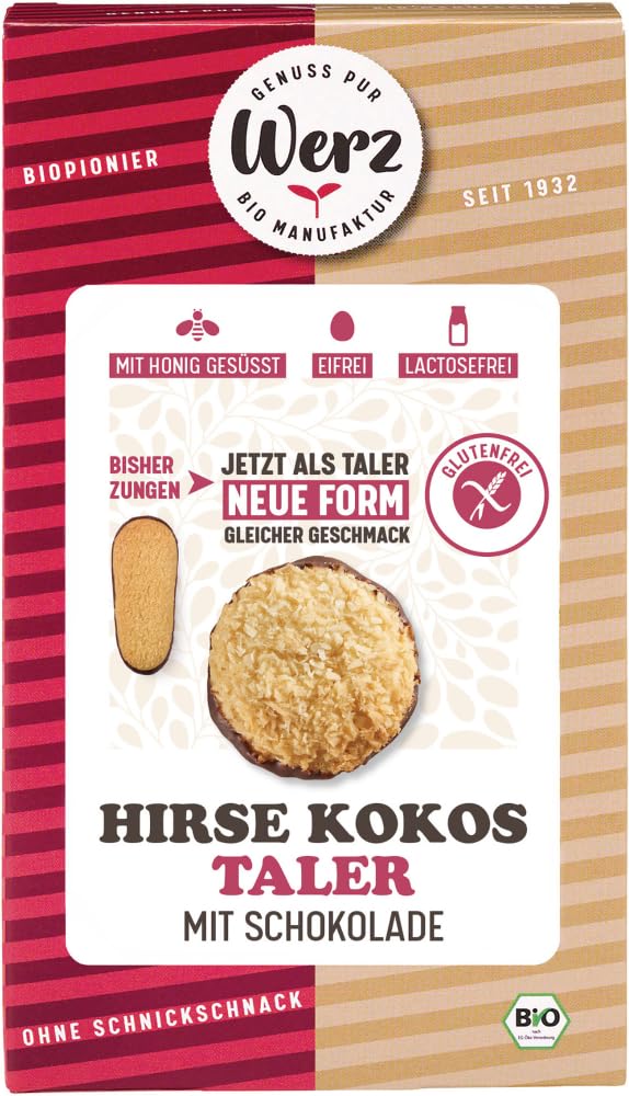 Hirse Kokos Taler mit Schokolade, glutenfrei 18 x 150 g
