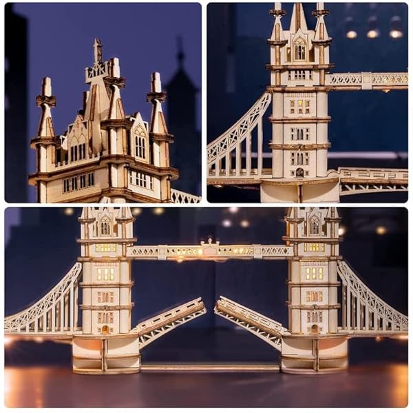 RoWood 3D Puzzle Tower Bridge Modellbau aus Holz - DIY Holzpuzzle Modellbausatz Bastelsets für Erwachsene - Handwerk Holzbausatz Geschenk zum Geburtstag/Weihnachten – Bild 4