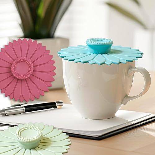 Miniatura 2 de Fundas de silicona para tazas de girasol, tapas de succión reutilizables de 4.1 pulgadas, sella y mantiene las bebidas calientesfrías, aptas para