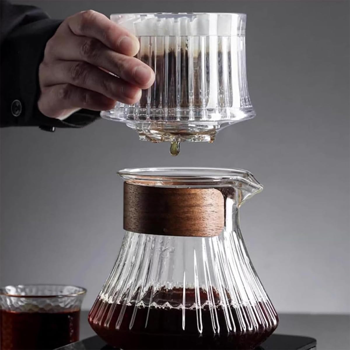 Cafetera de vertido, cafetera de goteo lento con 50 filtros de papel y jarra de vidrio para cafetería en casa, restaurante y camping