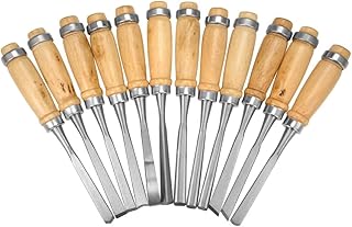 EuisdanAA Zestaw narzędzi do rzeźbienia w drewnie Profesjonalny dłuto do obróbki drewna Gouge Wood Handle z futerałem dla początkujących 12 sztuk(Juego de herramientas para tallar madera, cincel pro
