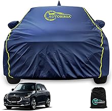 Autobirsa Waterproof Car Body Cover for Maruti Swift 2025 Hybrid 100% All Weather Proof with Mirror Packet & Full Bottom Elastic, Triple Stitching with 100% Nail Proof Cover Navy Blue