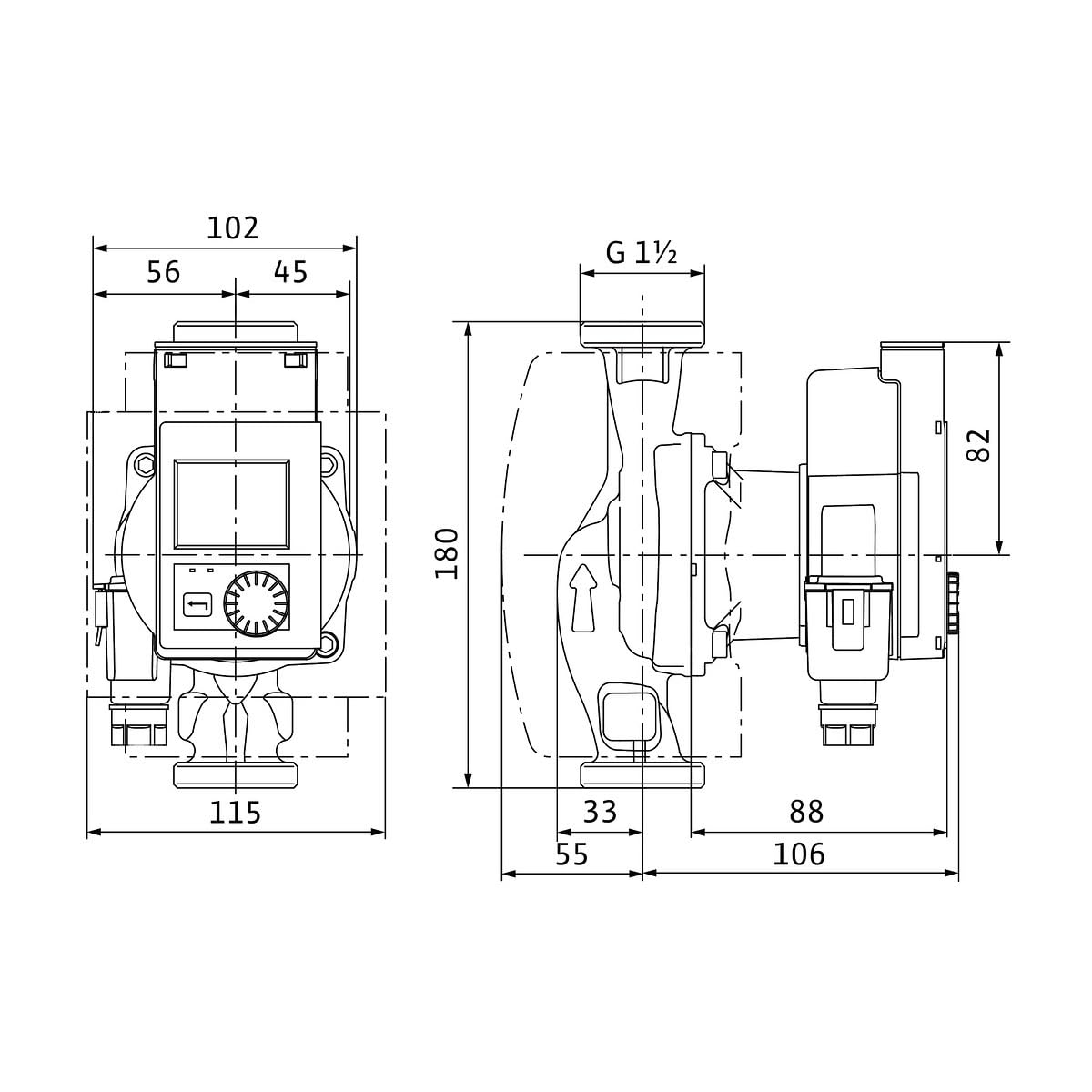 Circulateur chauffage Classe A 180mm Wilo-Strato PICO 1"1/2-15 W 4244393