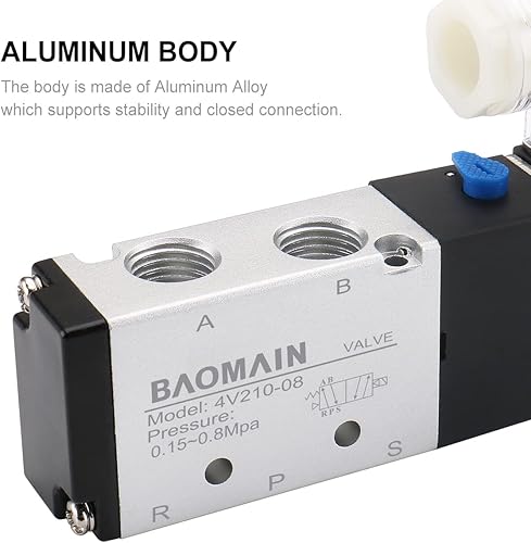 Miniatura 6 de Baomain válvula solenoide 4V210-08 DC 24V 2 posición 5 vías PT14 internamente piloto actuar solo tipo aire neumático control eléctrico