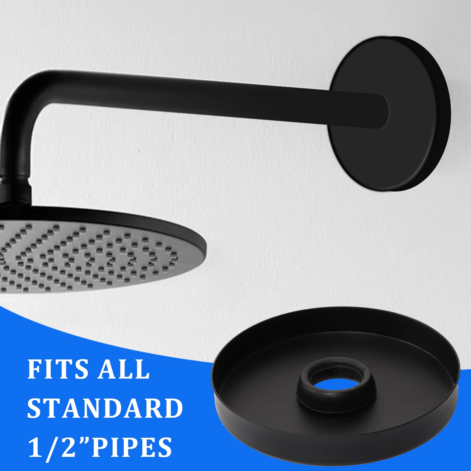 OPERMAXER 4 Inch Oversized Shower Arm Flange Cover Plate - Matte Black, Fits 1/2" Pipes - View #13