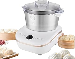 パンを作る機械 電動パンこね機 家庭用パンニーダー ボタン一つで一定温度発酵 時間制御可能 大容量5L ステンレスポット パン/お菓子/ピザ/パスタ/うどん/餃子生地作り 簡単操作 省スペース 家庭用 業務用 (ホワイト)