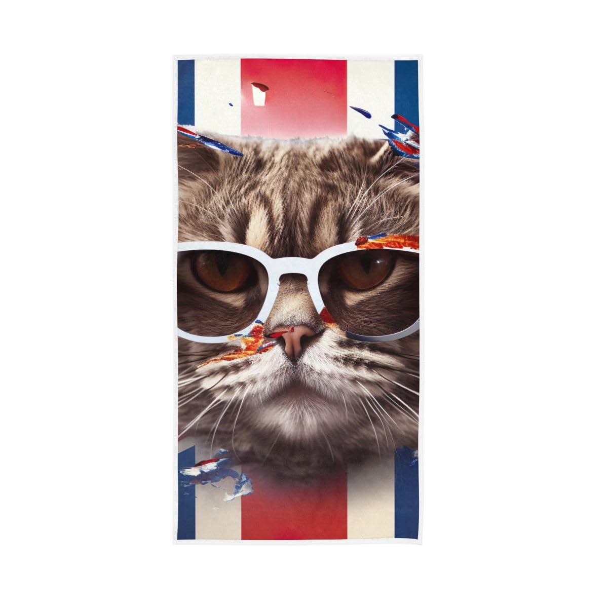 HUYGD British Flag Cat Hand Towel Soft Washcloths Decorative Towels 15 x 30 Inch