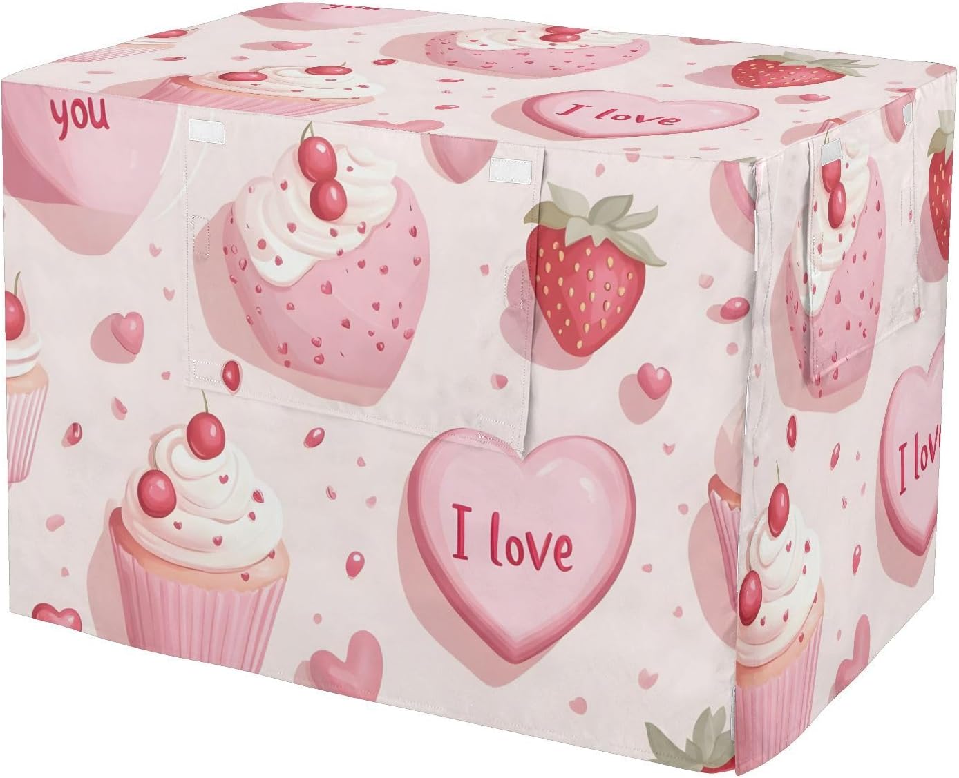 Cute Cakes Cupcakes Strawberries Dog Crate Cover Fixed Buckle at Bottom, Cage Cover for Indoor Pets, Large