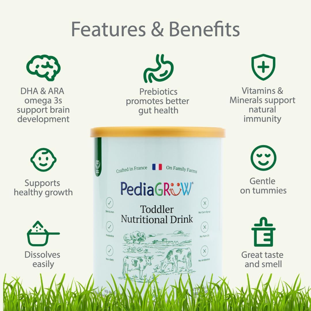 Premium European Toddler Nutritional Milk Drink Powder | Made in France, Grass-Fed Milk | DHA, Iron & Protein | Non-GMO | Great for Smoothies & Picky Eaters | 1 Year and Older