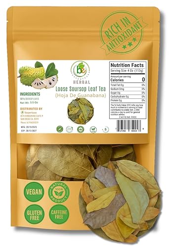 Miniatura 9 de Té de hierbas Guanábana (Guanábana)  3.5 oz (100 g) Hojas secas  100% natural, vegano, sin OMG, sin azúcar, sin cafeína  Infusión de hierbas rica en