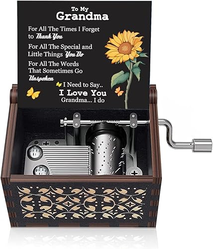 Vista 12 de Caja de música para regalo de hija, cumpleaños de mamá, madre a hija, de madera, grabada, manivela, caja musical Play You are My Sunshine Para hija