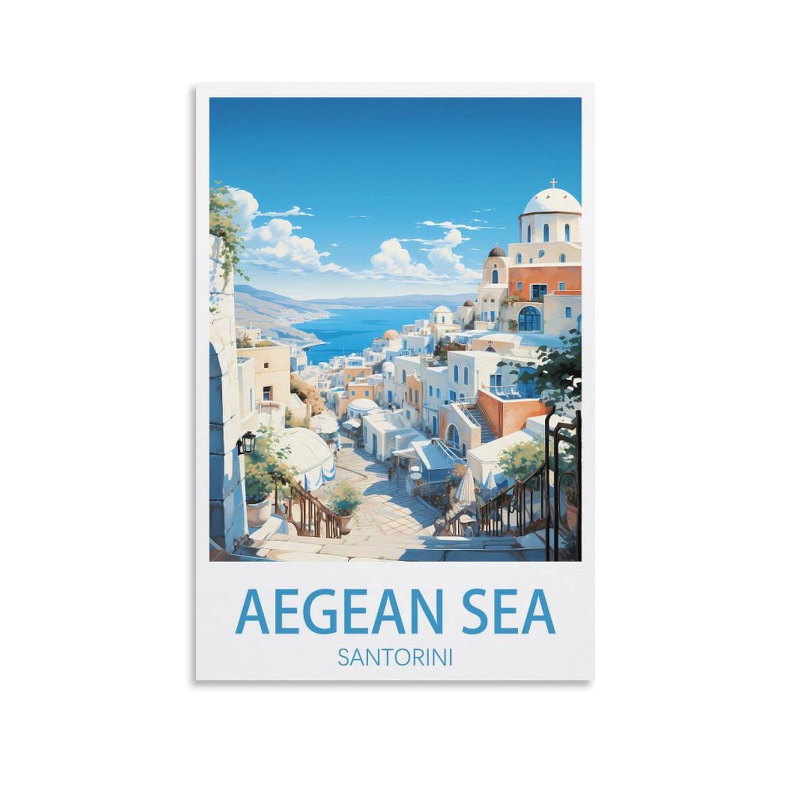 EZMLFA 5D Diamond Painting Kits for Adults,Aegean Sea Santorini Diamond Art Kits for Beginners,Full Drill Diamonds Gem Art for Home Wall Decor Gift 30x40cm