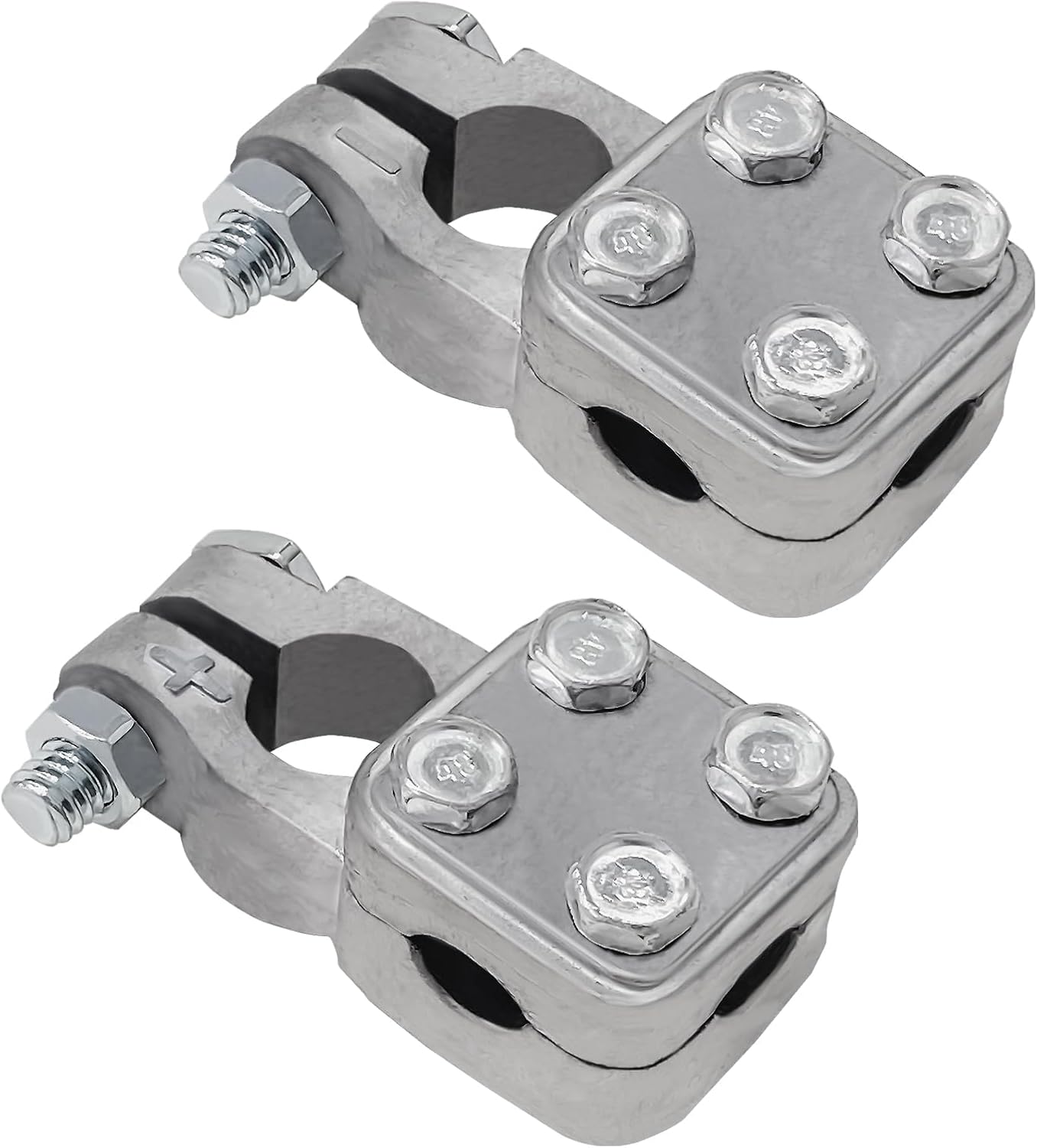 2-4/0 Ga. No-Crimp Three-Way Positive and Negative Lead Battery Terminals (1 set)