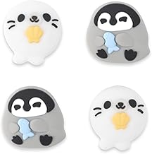 GeekShare Cute Silicone Joycon Thumb Grip Caps Kawaii Polar Animal Theme Thumbstick Caps Joystick Cover Compatible with Nintendo Switch/OLED/Switch Lite - 2Pairs/4PCS - Penguin & Seal