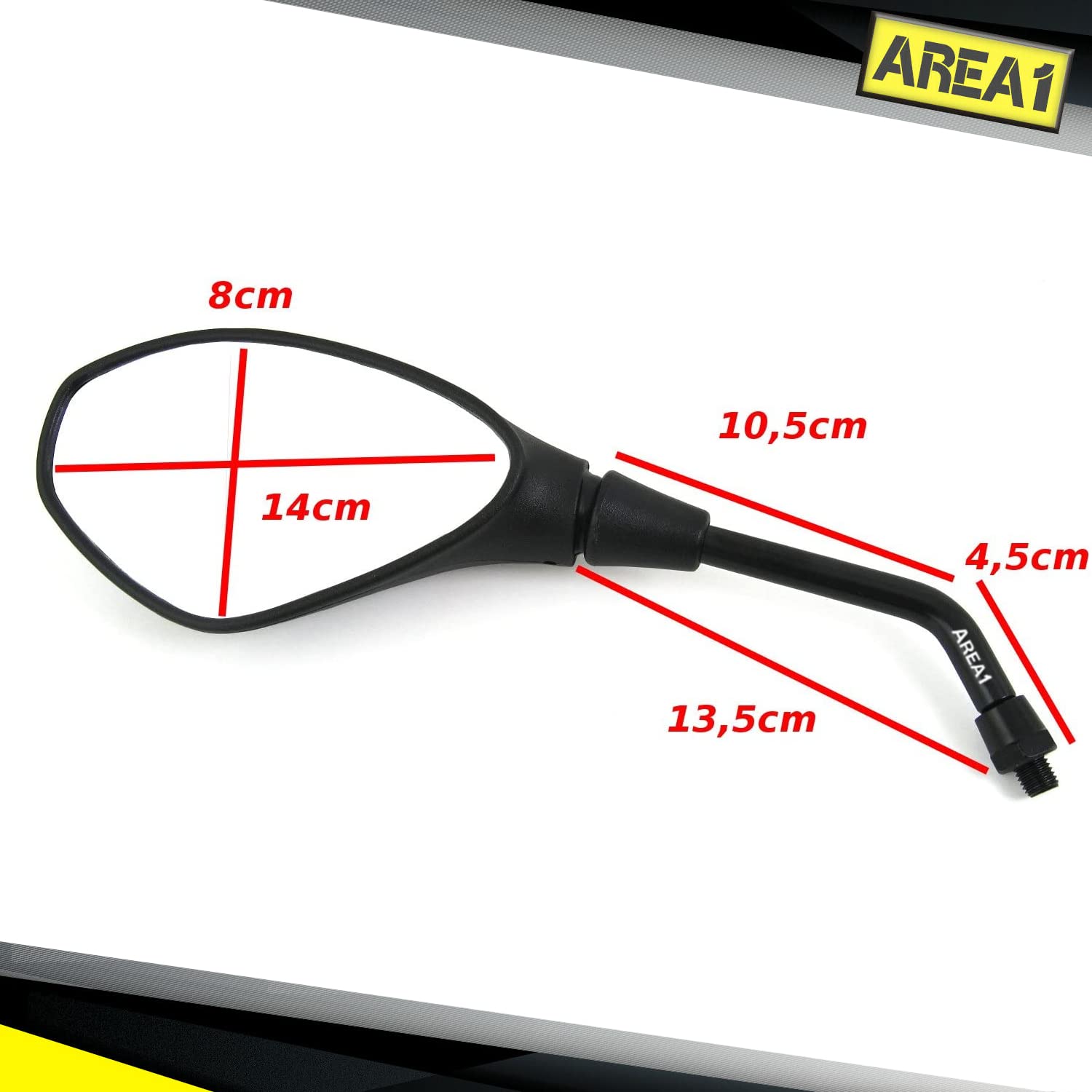 Area1 Set di specchietti per moto/Marchio di Omologazione E / 2xM10 destro, 2xM8 destro, 1xM10 sinistro, 1xM8 sinistro/adatto per CBF 600, CBF F Hornet 600, CBF N600, CBF 500 (V54