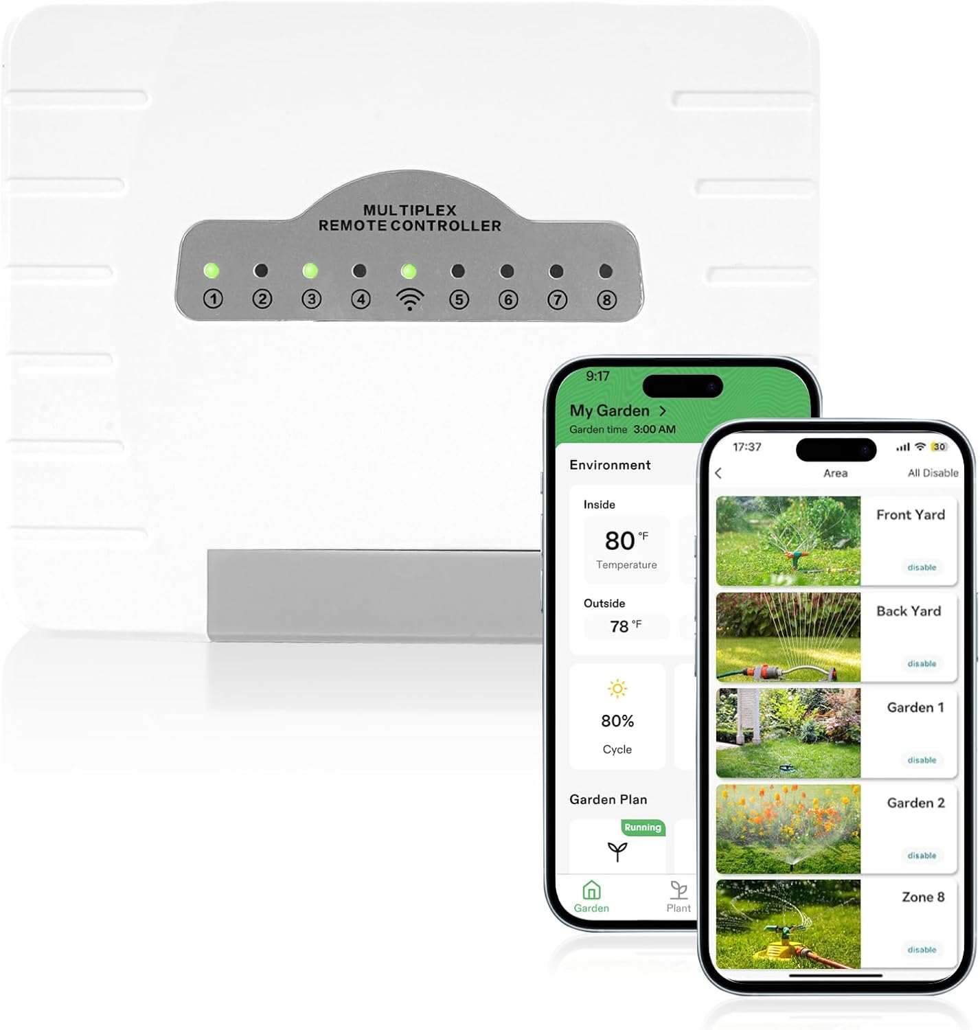 8-Zone WiFi Smart Sprinkler Controller,Garden & Yard Smart Sprinkler Controller,Weather Intelligence,Customized Watering Schedules,App Enabled,Real-time Monitoring