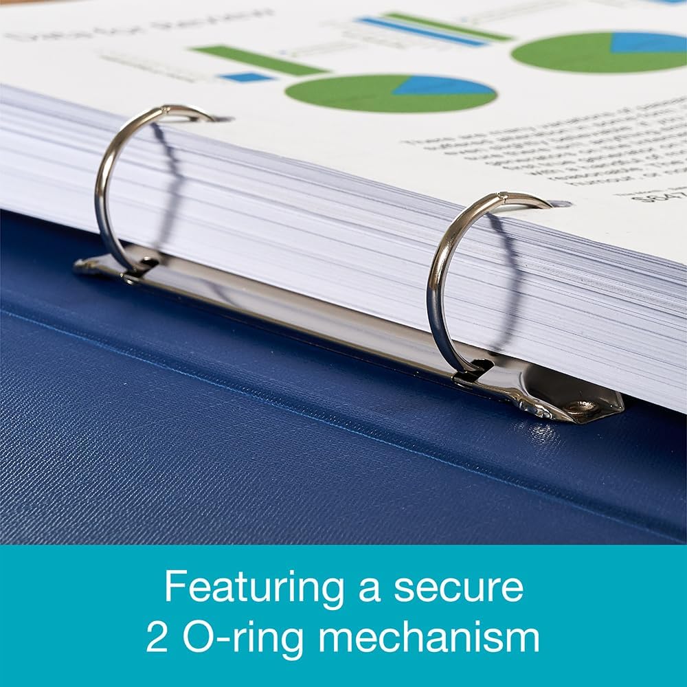 Elba A4 Ring Binders, 25 mm Capacity, 2 O-Ring, Plastic on Board, Blue, Pack of 10