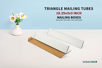 Triangle Mailing Tubes, 18.25x3x3 inch Shipping Box, 25-Pack