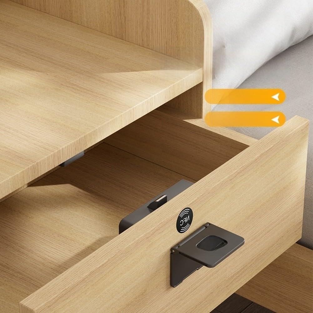 Fingerprint & Card Drawer Lock Cabinets and Drawers – Steel Lock Head, No-Drill, Backup Charging, 20-Fingerprint Capacity(A)