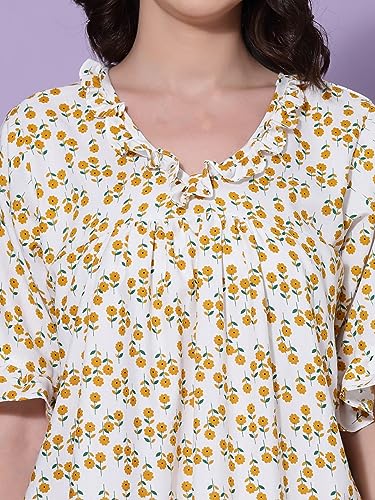 Image of OOMPH! Cotton Blend Nighty for Women's | Night Gown | Nighty | Nightdress | Maxi Dress | Sleepwear | Gown for Women | Nighties | Sleepwear
