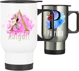 Spersonalizowany kubek podróżny - spersonalizuj zdjęcie z imieniem, 400 ml izolowany podróżny kubek do herbaty/kawy, spersonalizowany prezent na walentynki, urodziny, Boże Narodzenie dla mamy, taty,