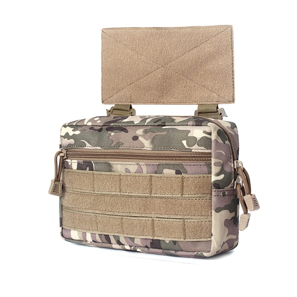 Tactical MOLLE Dump Drop Pouch Sub Abdominal Utility Tool Bag for JPC CPC AVS Vest with Hook and Loop Panel Camo