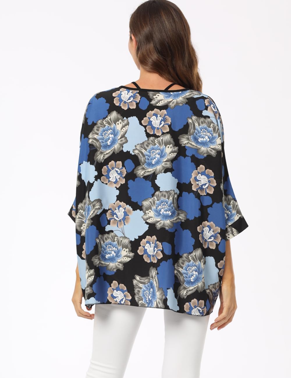 Plus Summer Batwing Sheer Chiffon Blouse Shirt for Women Flowy High Low Colorful Boho Tunic Cover up - Image 4