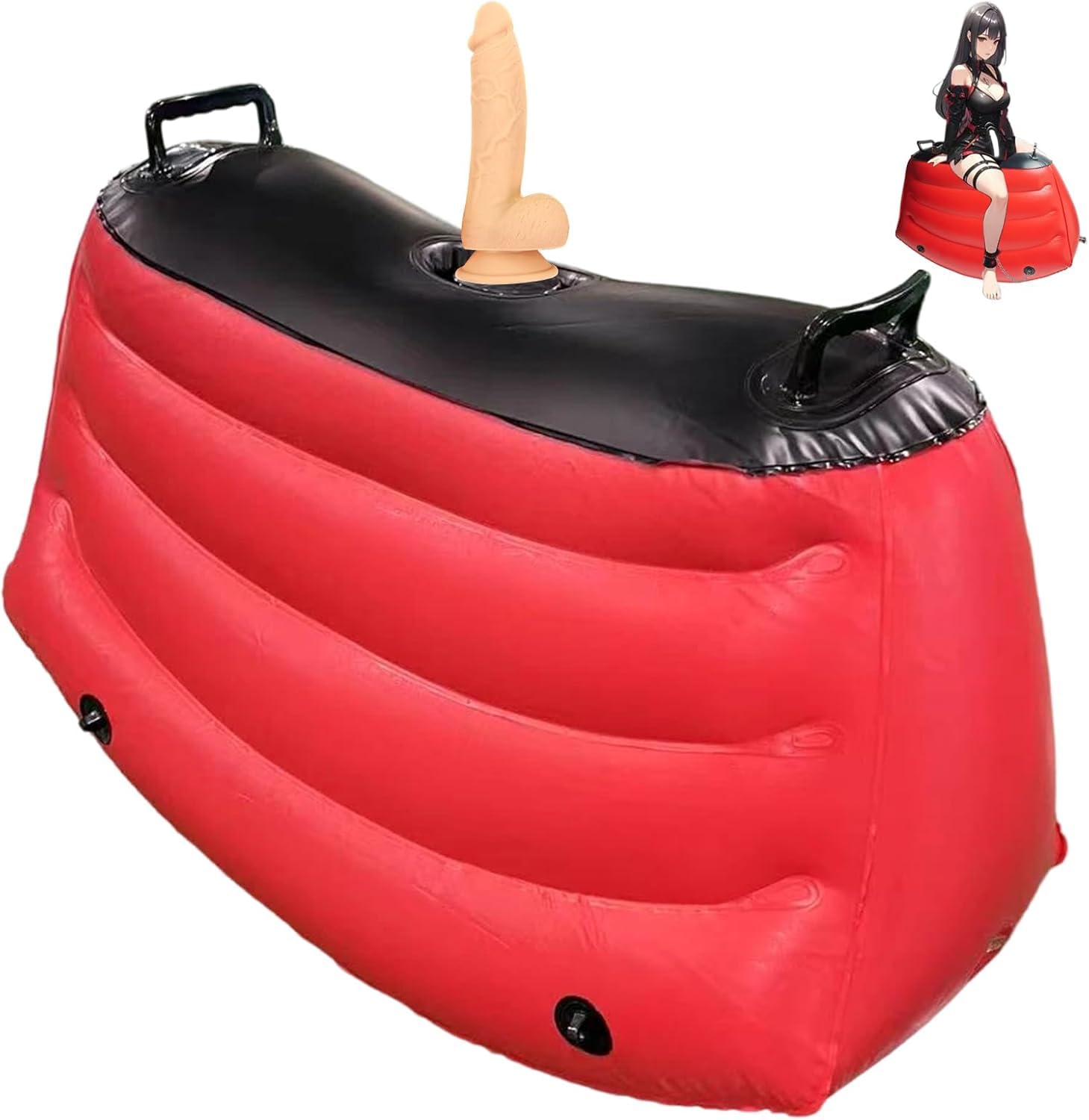 Canapé Érotique Gonflable pour Couples Adultes/Coussin Aide-Posture avec Dildon à Ventouse/Jouet Stimulateur Double & Chaise de Bondage avec Support pour Jouets Érotiques