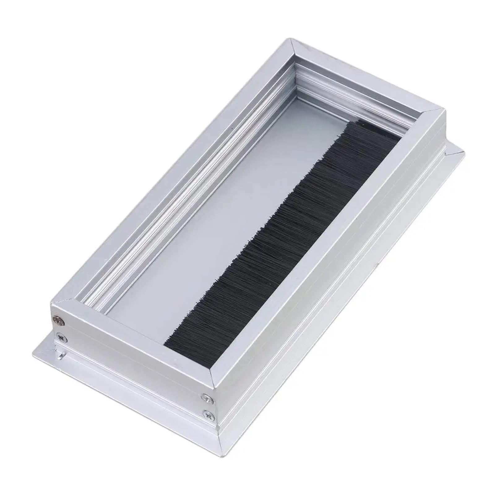Lega di Alluminio Argento Tavolo scrivania rettangolo passacavo passacavo Copertura Porta di Uscita 16x8x3 cm con Spazzola Nera (Size : 4pcs)